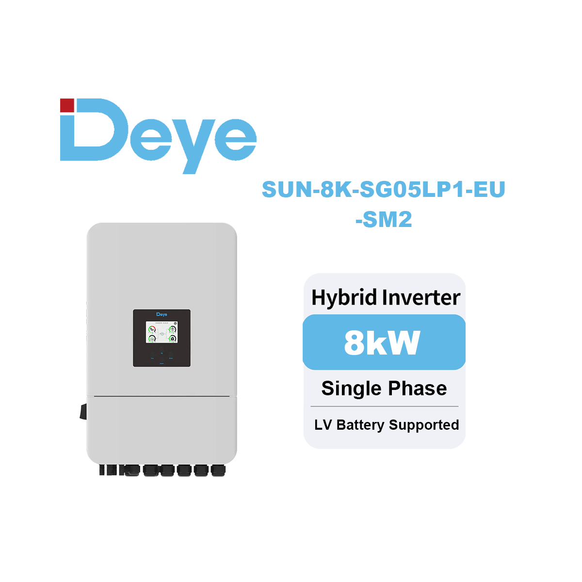 Hot Sale Deye 8KW Residential Hybrid Inverter SUN-8K-SG05LP1-EU-SM2 with LV Battery for Home Solar Power System -Koodsun